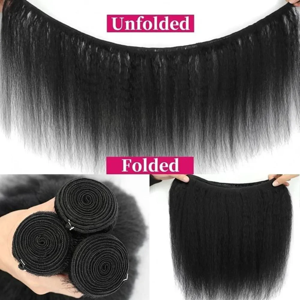 2 Pack Kinky Straight Bundles Human Hair 10 Inch Yaki Straight Human Hair Bundle